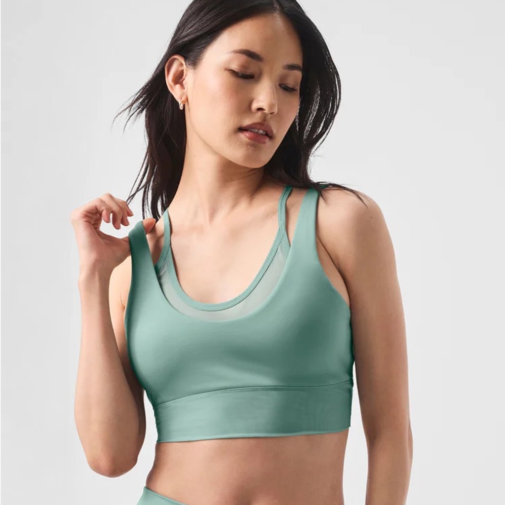 Alo Yoga Airlift Double Trouble Bra in Botanical Green